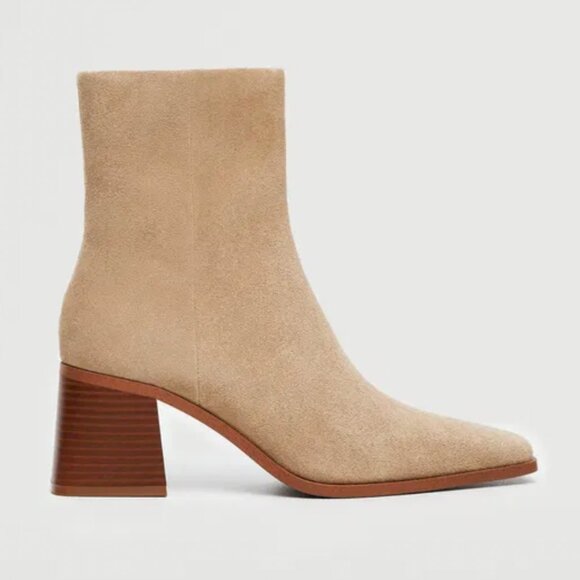 MANGO Heel Leather Ankle Boot Tan NWOT US 9 - Picture 3 of 11
